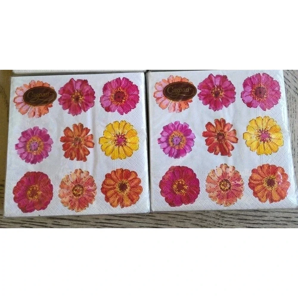 Vintage Caspari Napkins Flowers ZINNIA Paper Cocktail Napkins New NOS